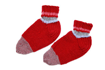 Knitted red socks