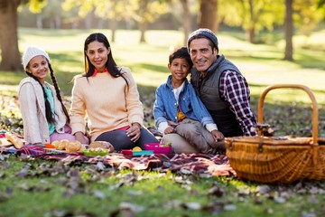 Portrait of smiling family at park