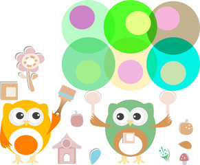 two cute owl painter