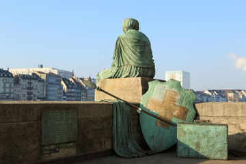 Helvetia statue on the Rhine in Basel