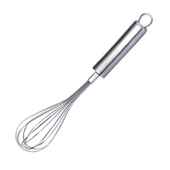 Metal whisk for whipping eggs isolated on white background