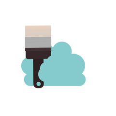 Paint brush and cloud computing icon. Storage technology and virtual theme. Isolated design. Vector illustration