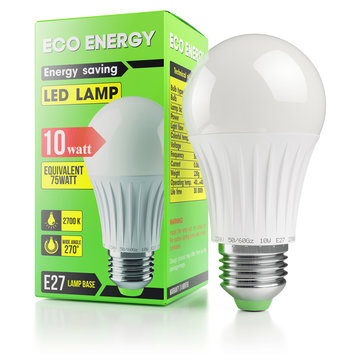 Energy savings modern LED lamp in packing box