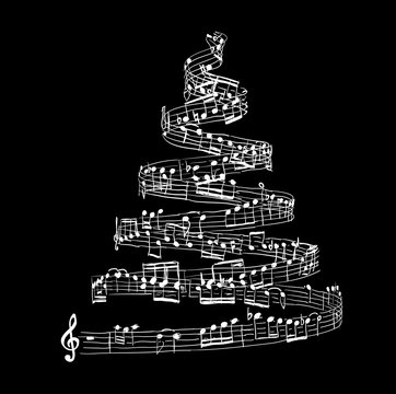 Christmas tree from music notes