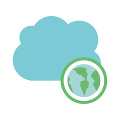 Planet and cloud computing icon. Storage technology and virtual theme. Isolated design. Vector illustration