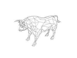Abstract bull polygonal.Isolated on white background. Sketch ill