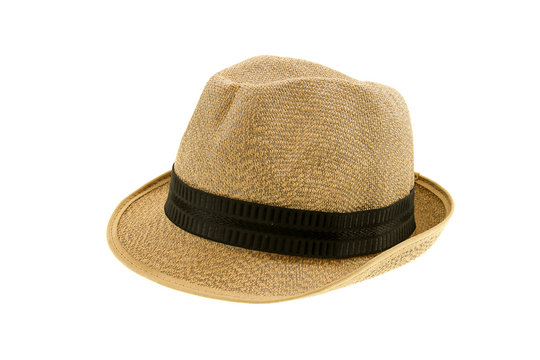 Summer panama straw hat isolated on white background