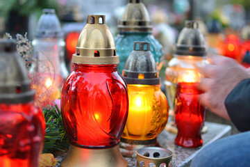 Candles on grave