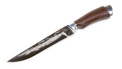 Beautiful hunting knife against a white background
