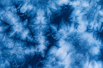 Pattern of Indigo batik dye on cotton cloth, Dye indigo fabric background
