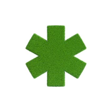Emergency medicine symbol from grass.3D rendering illustration.