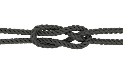Rope Sheet Bend.Isolated on white background.