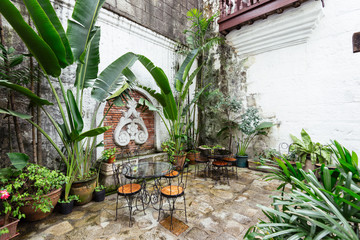 Set of a Coffee house  in Casa Manila at the Intramuros, the old colonial district of Manila,...