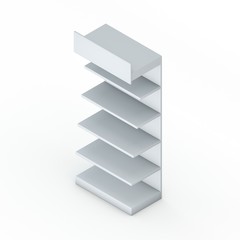 Empty showcase. Isolated on white background. 3D rendering illus