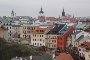 Naklejka na ściany i meble Streets of Lublin old town in Eastern Europe, Poland