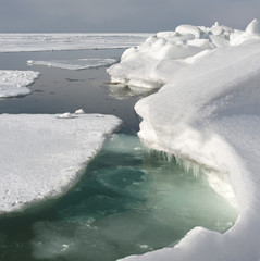 Winter, sea, snow-covered ice