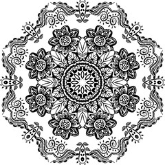 Black mandala on white background. Vector ornament for your design.