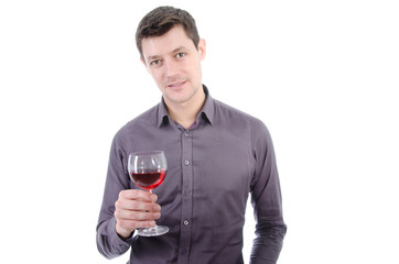 Attractive man and wine.