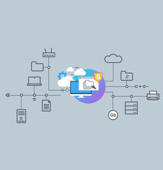 Icon for website and mobile application. Flat design. Technology  Communication.