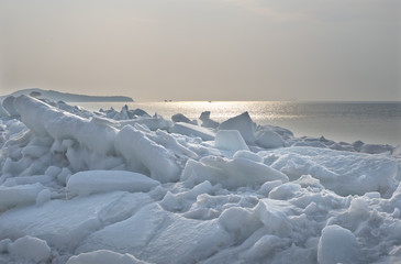 Winter, sea, snow-covered ice