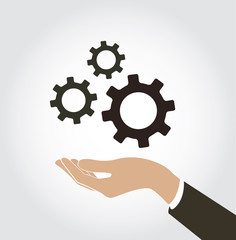 hand holding gear icon vector