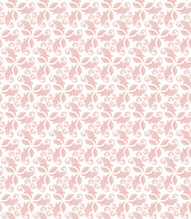 Floral vector pink ornament. Seamless abstract classic background with flowers. Pattern with repeating elements