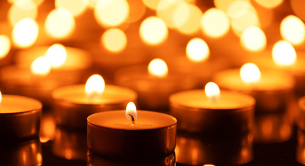 Burning candles with shallow depth of field