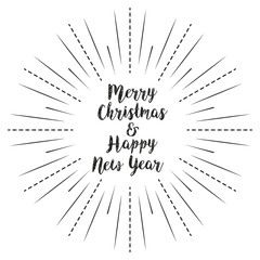 Obraz premium Merry Christmas and Happy New Year with sun rays linear background