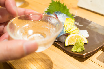 日本酒と刺身