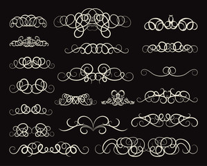 Vintage decor elements and wicker lines in vector.