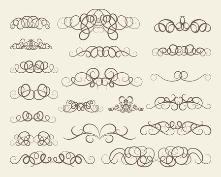 Vintage decor elements and wicker lines in vector.