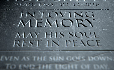 Gravestone In Loving Memory - obrazy, fototapety, plakaty