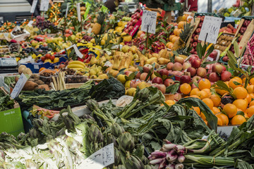 Milano, Italy - November 12, 2016: Fruit market in Milan, Italy.