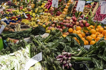 Milano, Italy - November 12, 2016: Fruit market in Milan, Italy.
