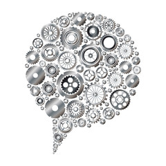 Gears and bubble icon. Cog circle wheel machine part and technology theme. Isolated design. Vector illustration