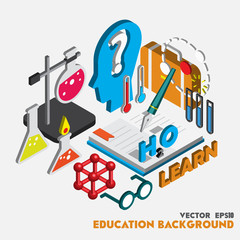 illustration of info graphic science set concept in isometric 3d graphic