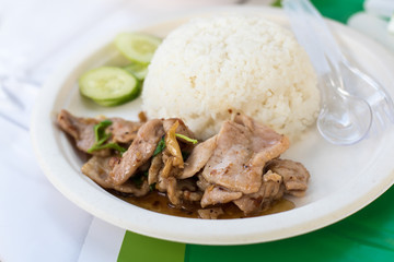Thai spicy food basil pork fried rice