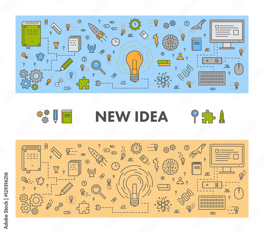 Poster line design web concept for new idea