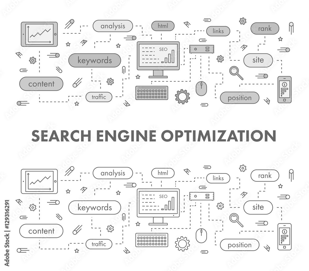 Poster line design concept web banner for search engine optimization