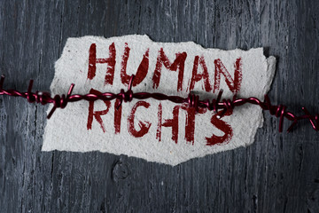 barbed wire and text human rights