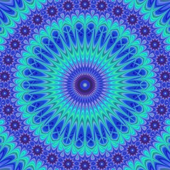 Blue computer generated mandala fractal background