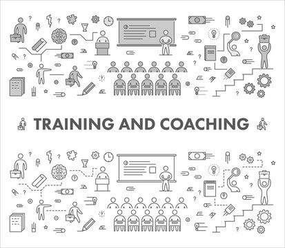 Line design concept web banner for training and coaching