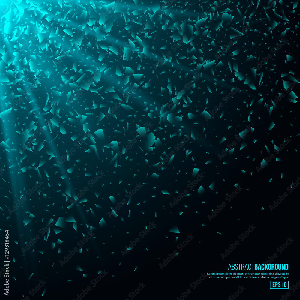 Poster 3d illuminated abstract explosion, glowing particles.