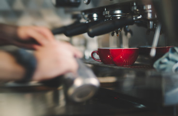 Espresso coffee made by machine