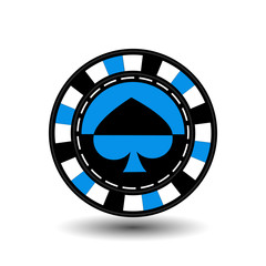 chips for poker blue a suit spade blue black and white dotted line the line. an icon on the white isolated background. illustration eps 10 vector.To use for the websites, design, the press, prints...