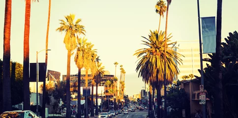 Papier Peint photo Los Angeles Hollywood boulevard at sunset