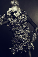 Fashion woman with black make up