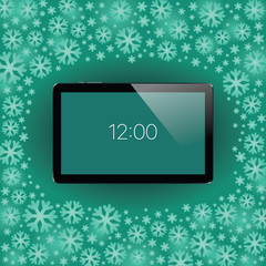 Digital tablet with shiny sensor screen. Electronic smart device. Mobile gadget.