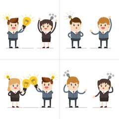 collaborative teamwork share ideas and brainstorming together. businessman and businesswoman discussion with partnership..