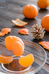broken half pita bread caucasian, lying on a cutting board. Light wood background.